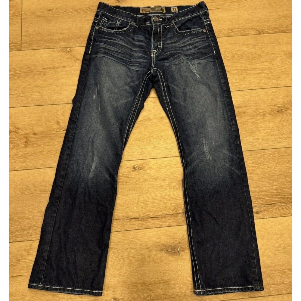 BKE®️ Carter Straight Leg Cotton Buckle Jeans Mens Size 33 x 32 Dark Wash Blue